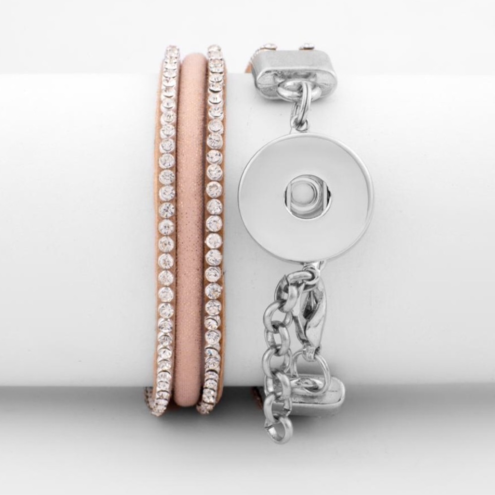 Snap Button Jewelry Light Coral Wrap Bracelet